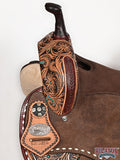 Hilason Western Horse Barrel Flex Tree Trail American Leather Saddle Brown Gorgeous Floral Hand Tooled & Carved
