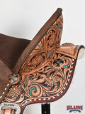 Hilason Western Horse Barrel Flex Tree Trail American Leather Saddle Brown Gorgeous Floral Hand Tooled & Carved
