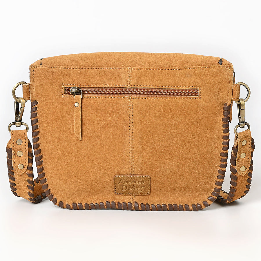 American Darling Women's Genuine Suede Leather Buck Stitched Cross body Bag Eco-Friendly Full Grain Western Purse