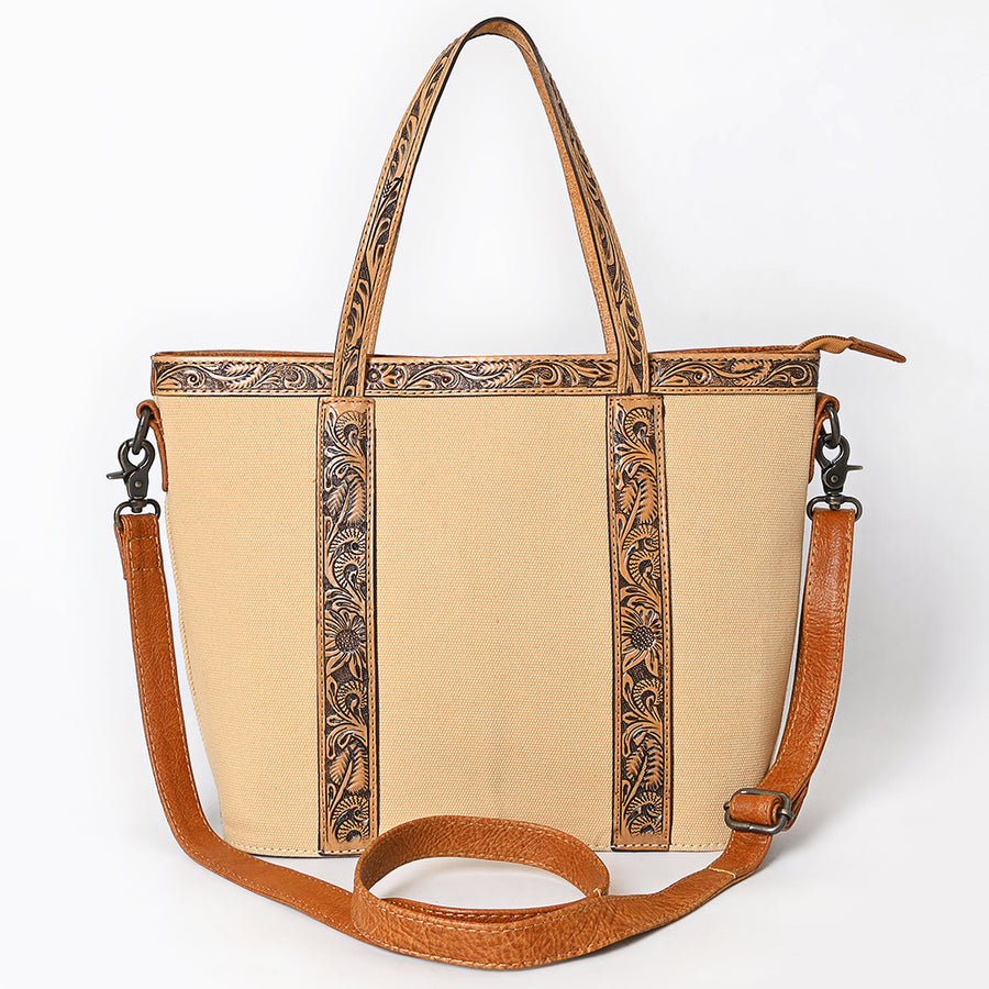 American Darling Western Tote Bag Handcrafted from Full Grain Genuine Leather | Minimalist Design, Double Handles & Top YKK Zipper