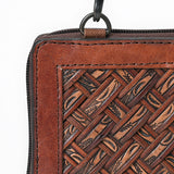 American Darling Small Western Cross Body Wallet Handcrafted from Basket Weave Genuine Leather | Full Grain Trim & YKK Zipper