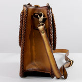 American Darling Western Hand-Tooled Quilted Leather Crossbody Bag Burnished Tan