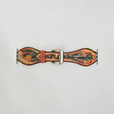 American Darling Hand Tooled Leather Smart Watch Band – Floral Cactus Painted Western Watch Strap