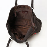 OHLAY Tote Upcycled Canvas Genuine Leather Women Bag Western Handbag Purse