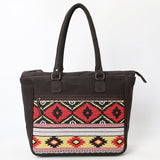 OHLAY Tote Upcycled Canvas Genuine Leather Women Bag Western Handbag Purse