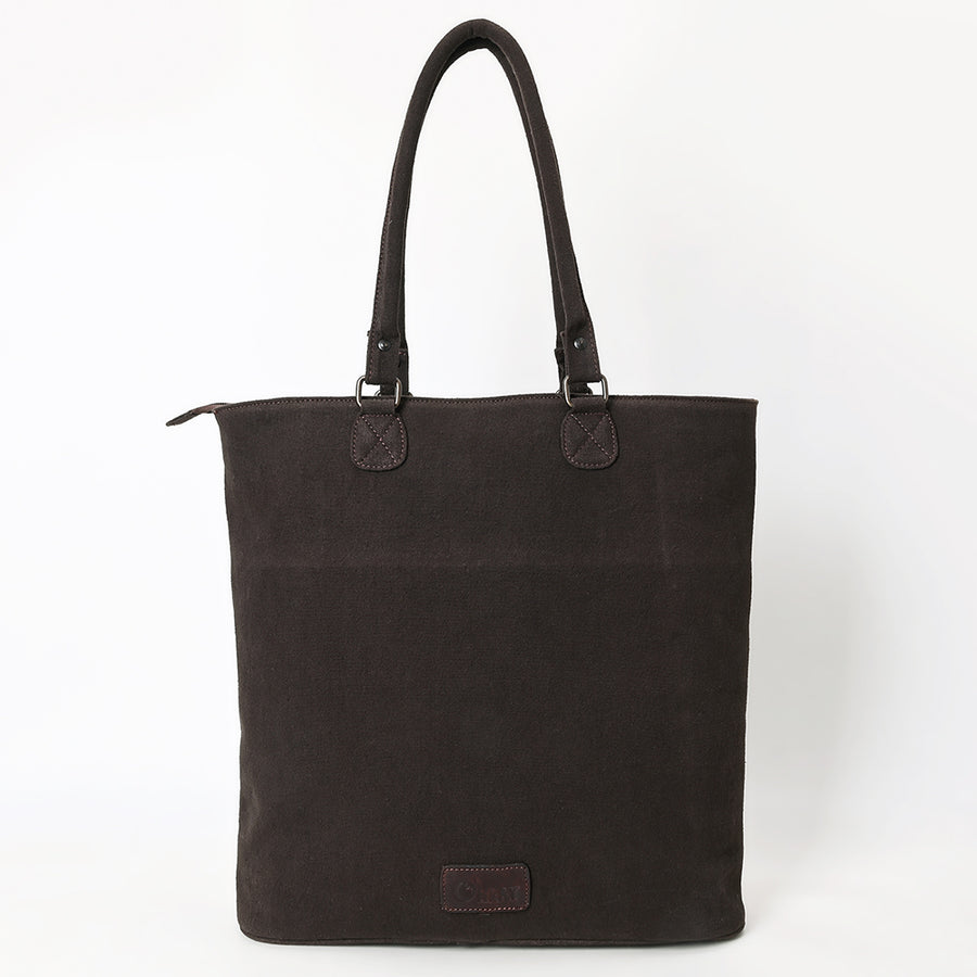 OHLAY Tote Hair On Upcycled Canvas Genuine Leather Women Bag Western Handbag Purse