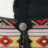 OHLAY Cross Body Hair On Upcycled Canvas Genuine Leather Women Bag Western Handbag Purse