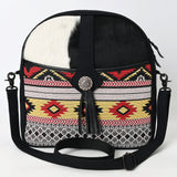 OHLAY Cross Body Hair On Upcycled Canvas  Genuine Leather Women Bag Western Handbag Purse