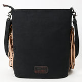 OHLAY Large Crossbody Hair On Upcycled Canvas Genuine Leather Women Bag Western Handbag Purse