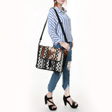 OHLAY Crossbody Hair On Upcycled Canvas Genuine Leather Women Bag Western Handbag Purse