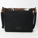 OHLAY Crossbody Hair On Upcycled Canvas Genuine Leather Women Bag Western Handbag Purse