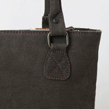 OHLAY Tote Hair On Upcycled Canvas Genuine Leather Women Bag Western Handbag Purse