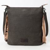 OHLAY Large Crossbody Hand Tooled Upcycled Canvas Genuine Leather Women Bag Western Handbag Purse