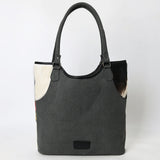 OHLAY Tote Hair On Upcycled Canvas Genuine Leather Women Bag Western Handbag Purse