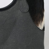 OHLAY Tote Hair On Upcycled Canvas Genuine Leather Women Bag Western Handbag Purse