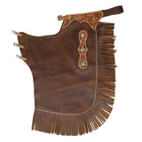 Hilason Bull Riding Genuine Leather Rodeo Chaps Brown