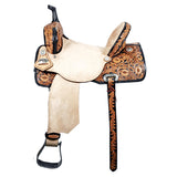 14 In Hilason Western Horse Flex Tree Barrel Trail In American Leather Saddle Tan - Hilason