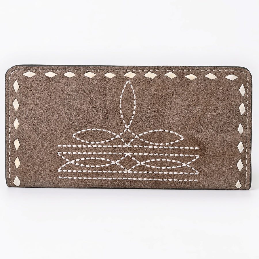 American Darling Western Black Clutch Bag Handcrafted from Genuine Suede Leather | Boot Stitched Design, Buckstitch Trim & Multi-Compartment Interior