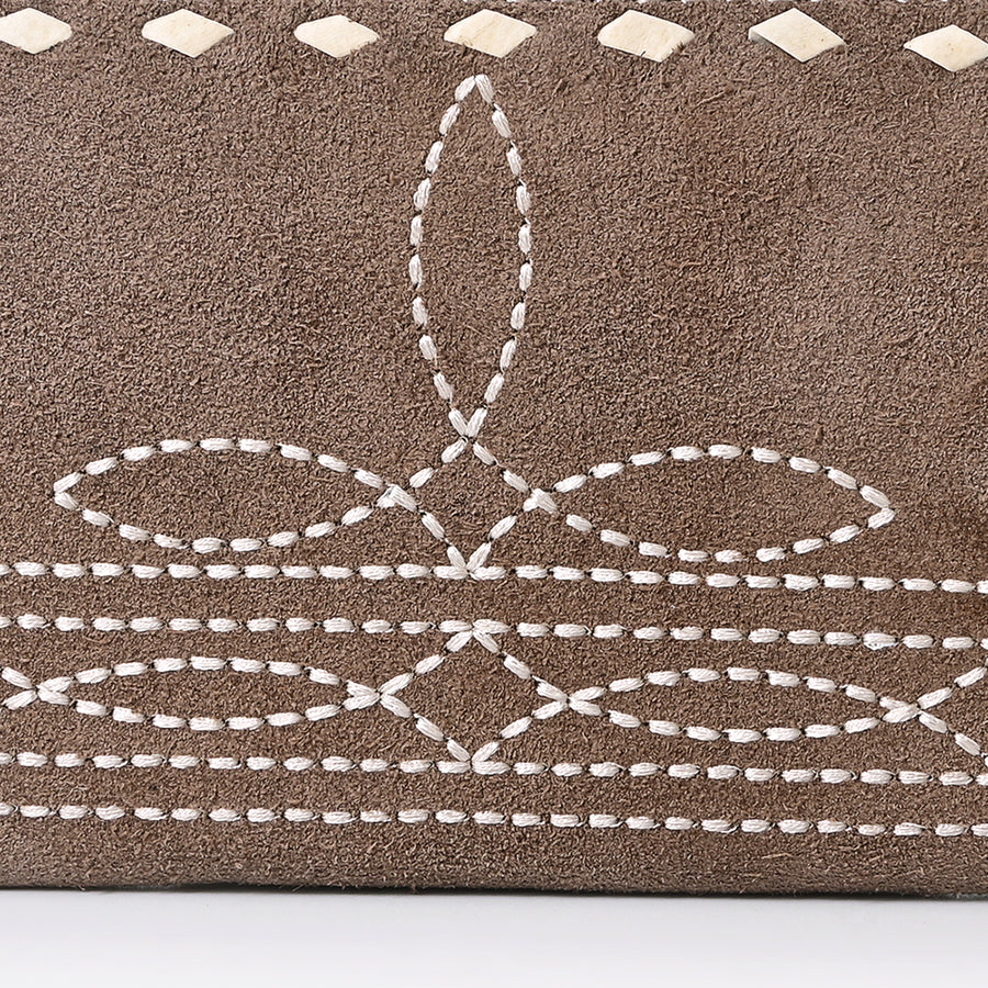 American Darling Western Black Clutch Bag Handcrafted from Genuine Suede Leather | Boot Stitched Design, Buckstitch Trim & Multi-Compartment Interior