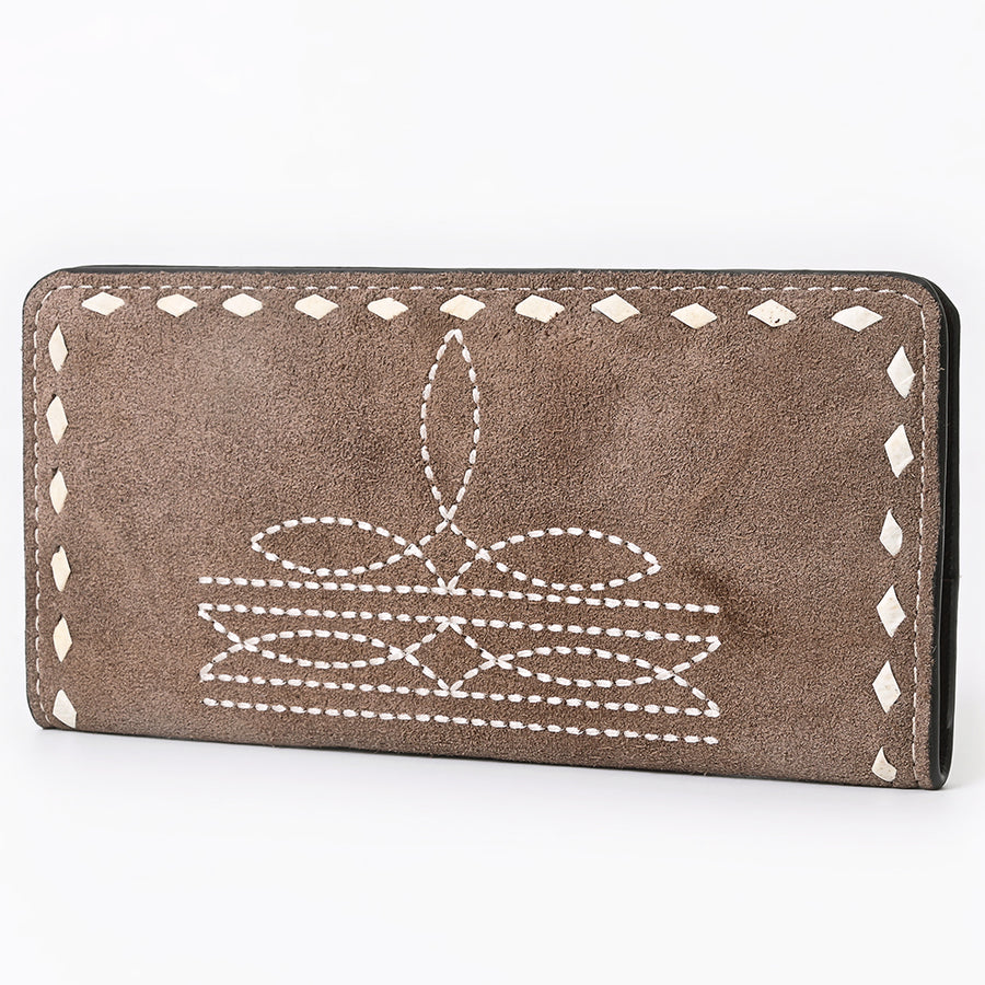 American Darling Genuine Suede Clutch Bag | Western Boot Stitched Wallet - Uhorse