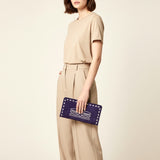 American Darling Western Black Clutch Bag Handcrafted from Genuine Suede Leather | Boot Stitched Design, Buckstitch Trim & Multi-Compartment Interior