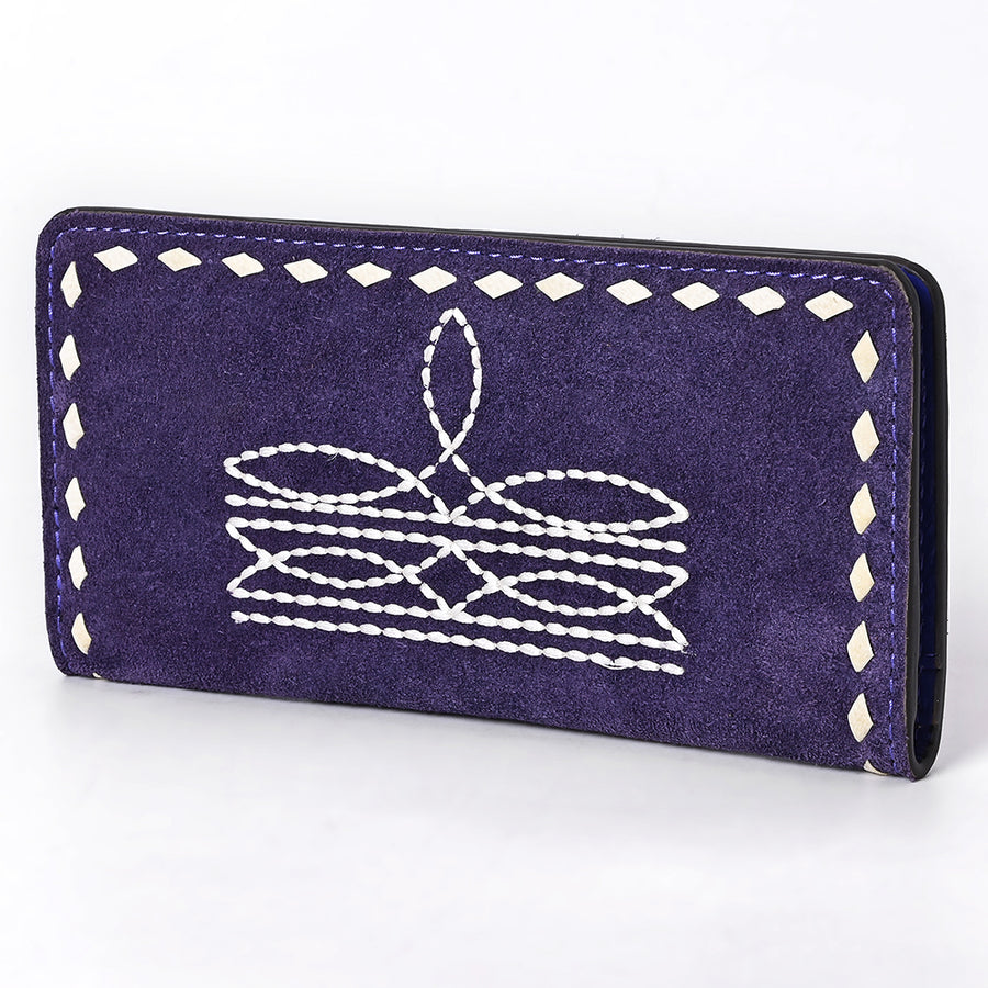 American Darling Genuine Suede Clutch Bag | Western Boot Stitched Wallet - Uhorse