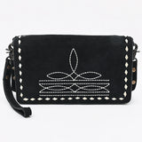 American Darling Western Small Cross Body Genuine Suede Leather Handbag Purse Wallet Bag For Women