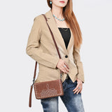 American Darling Western Small Cross Body Genuine Suede Leather Handbag Purse Wallet Bag For Women