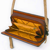American Darling Western Organizer Bag Handcrafted from Black Genuine Suede Leather | Boot Stitched Flap, Buckstitch Trim & YKK Zipper