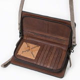 American Darling Western Organizer Bag Handcrafted from Black Genuine Suede Leather | Boot Stitched Flap, Buckstitch Trim & YKK Zipper