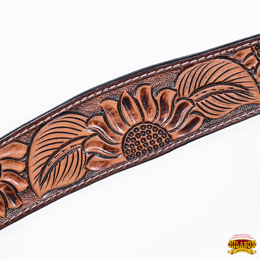 HILASON Western Horse Headstall Breast Collar Set American Leather Floral Carving | Tack for Horses