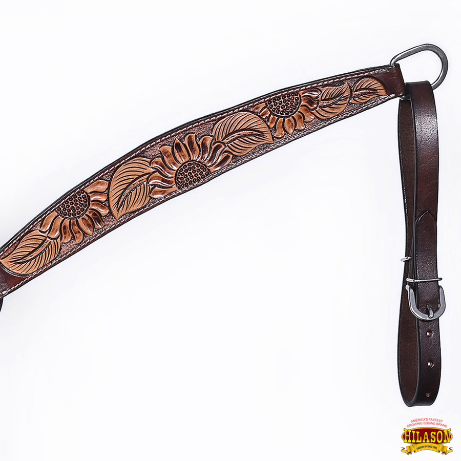 HILASON Western Horse Headstall Breast Collar Set American Leather Floral Carving | Tack for Horses