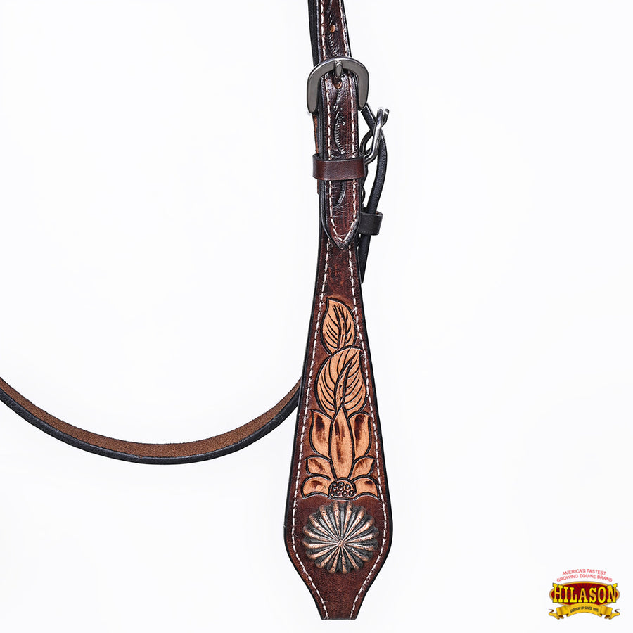HILASON Western Horse Headstall Breast Collar Set American Leather Floral Carving | Tack for Horses