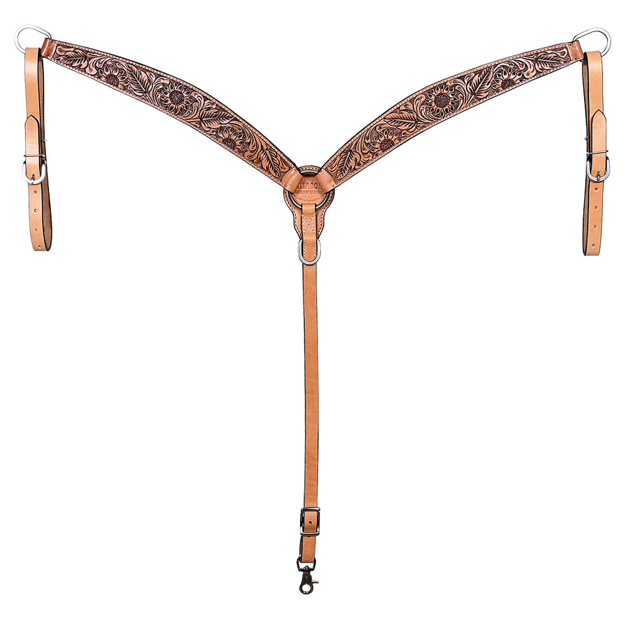 HILASON Western Horse Hand Carved American Leather Breast Collar Tack - Uhorse