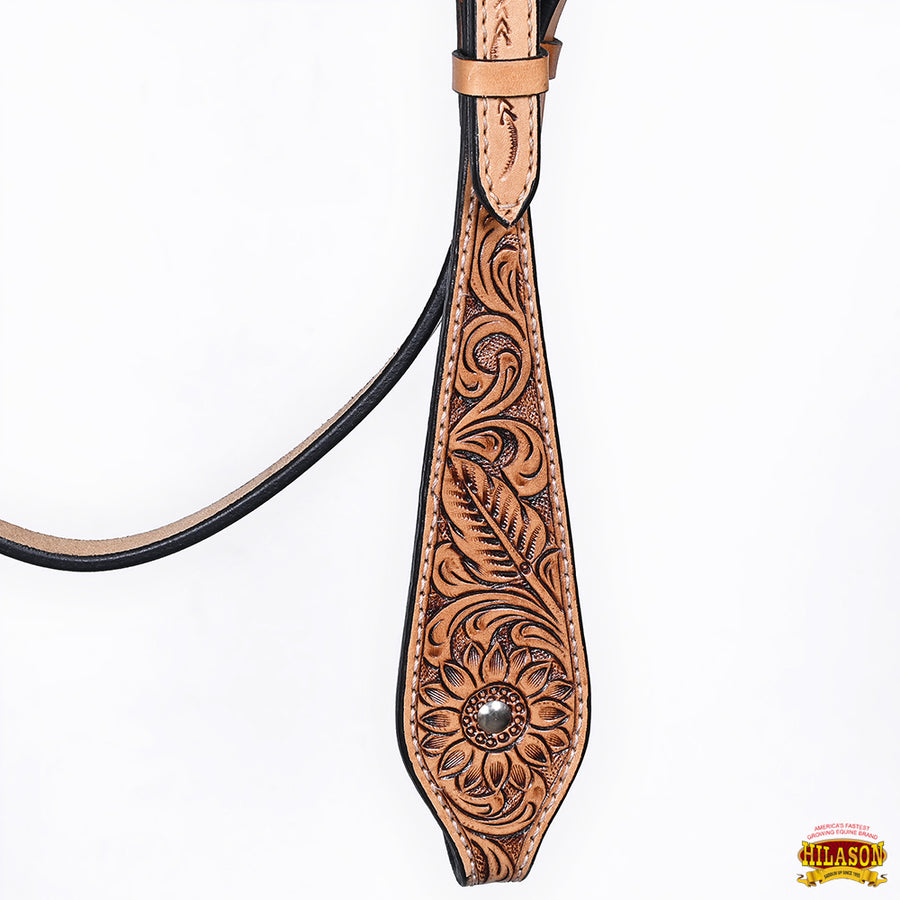 HILASON Western Horse Headstall Breast Collar Set American Leather Floral Carving | Tack for Horses