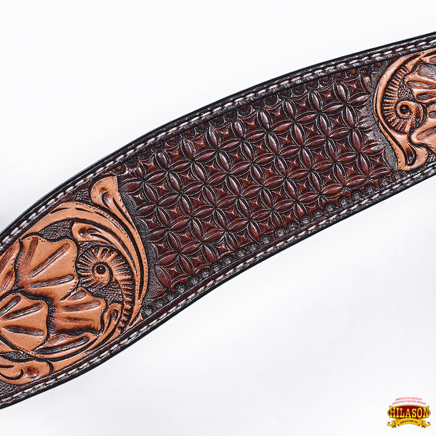 HILASON Western Horse Headstall Breast Collar Set American Leather Floral Carving | Tack for Horses