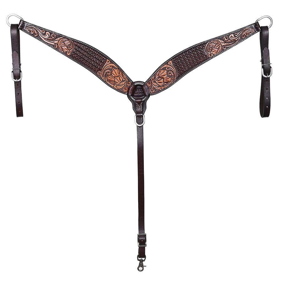 HILASON Western Horse Hand Carved American Leather Breast Collar Headstall - Uhorse