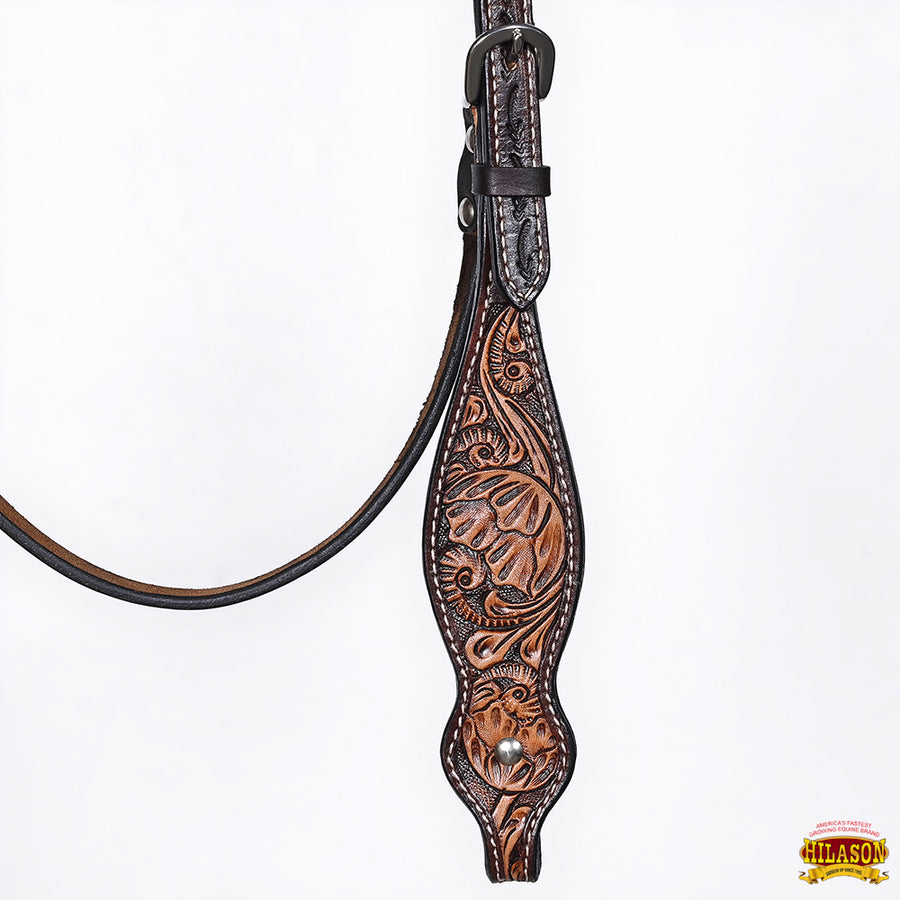 HILASON Western Horse Headstall Breast Collar Set American Leather Floral Carving | Tack for Horses