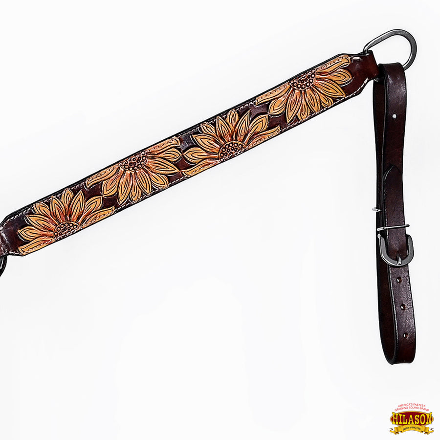 HILASON Western Horse Headstall Breast Collar Set American Leather Floral Carving | Tack for Horses