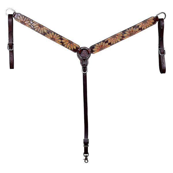 HILASON Western Horse Hand Carved American Leather Breast Collar Headstall - Uhorse