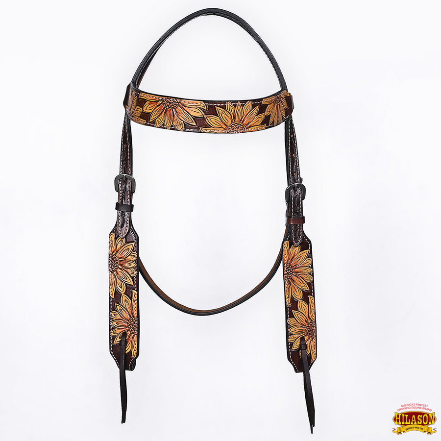 HILASON Western Horse Headstall Breast Collar Set American Leather Floral Carving | Tack for Horses
