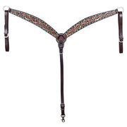 HILASON Western Horse Headstall Breast Collar Set American Leather Floral Carving | Tack for Horses