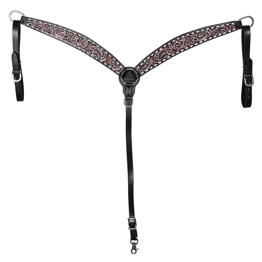 HILASON Western Horse Hand Carved American Leather Breast Collar Headstall - Uhorse