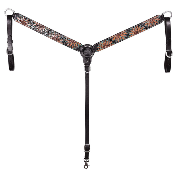 HILASON Western Horse Hand Carved American Leather Breast Collar Headstall - Uhorse
