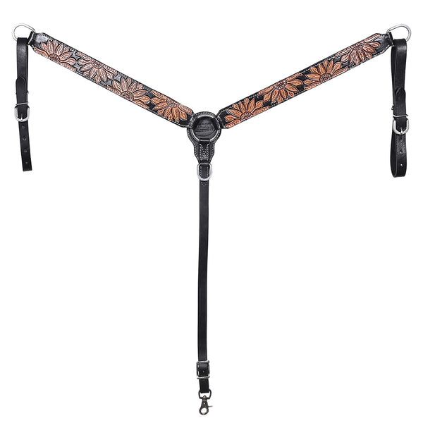 HILASON Western Horse Hand Carved American Leather Breast Collar Headstall - Uhorse