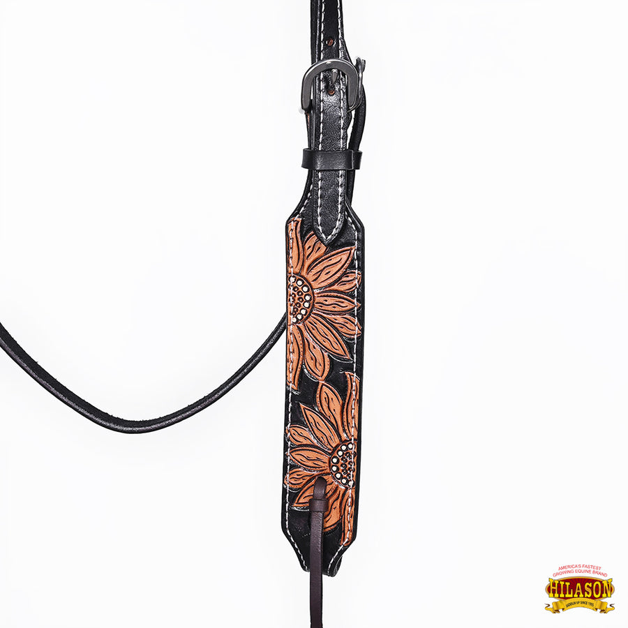HILASON Western Horse Headstall Breast Collar Set American Leather Floral Carving | Tack for Horses