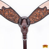 HILASON Western Horse Hand Carved American Leather Breast Collar Headstall