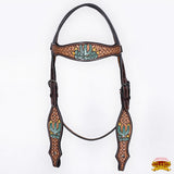 HILASON Western Horse Hand Carved American Leather Breast Collar Headstall