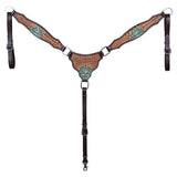 HILASON Western Horse Headstall & Breast Collar American Leather Hand Carving