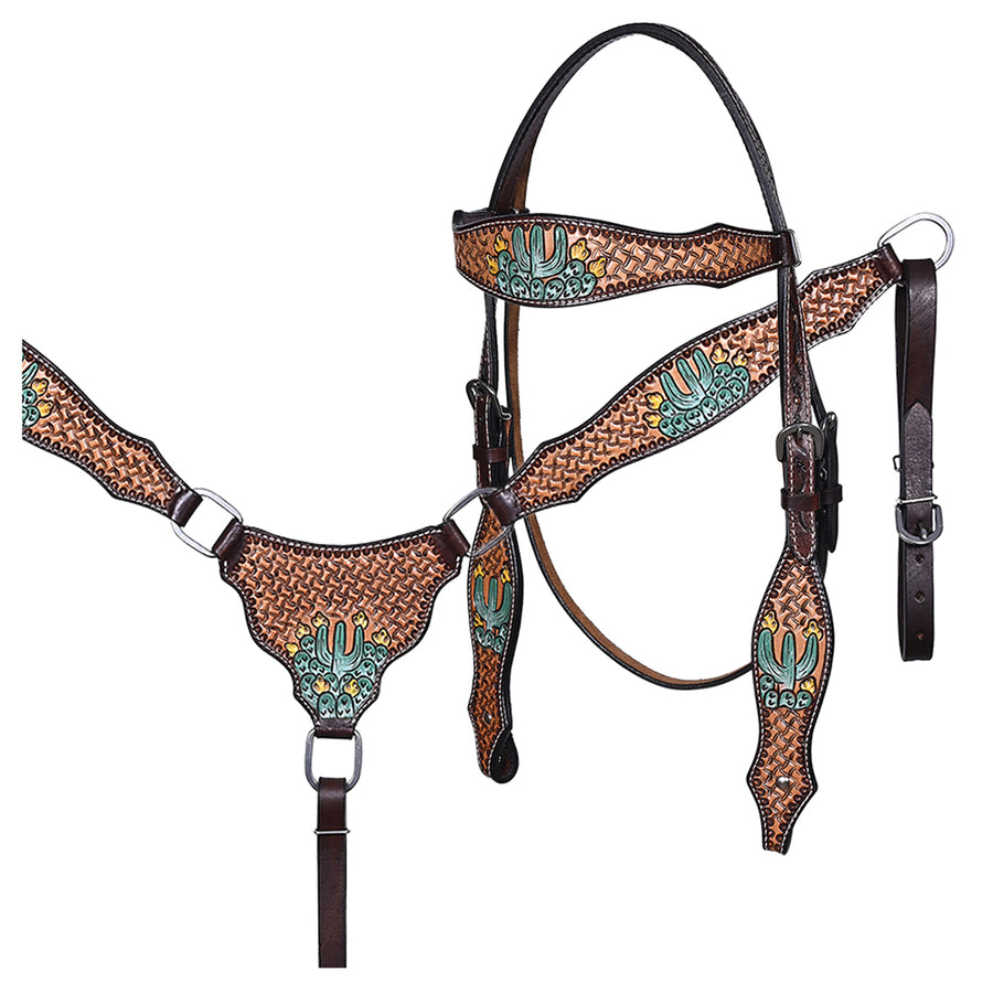 HILASON Western Horse Hand Carved American Leather Breast Collar Headstall - Uhorse